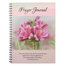 Caderno Espiral Diário de oração das flores cor-de-rosa suave
