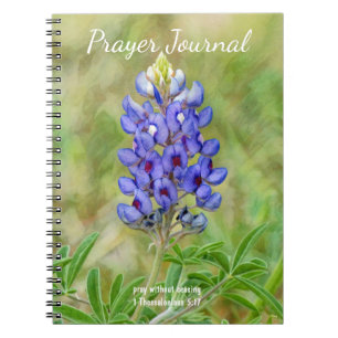 Caderno Espiral Diário de Oração de Arte Azul Flor Azul-Flor-Blueb