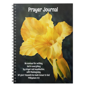 Caderno Espiral Diário de Oração de Arte Flor Amarelo Brilhante