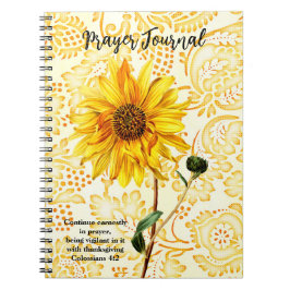 Caderno Espiral Diário de oração de girassol amarelo