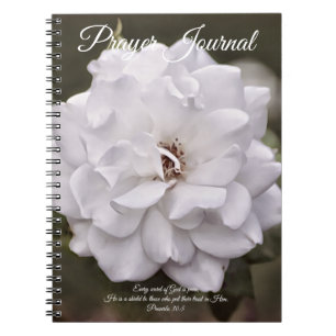 Caderno Espiral Diário de Oração de Rosa Branco Puro