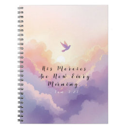 Caderno Espiral Diário de Oração e Fé de Pombo em Aquarela Serena