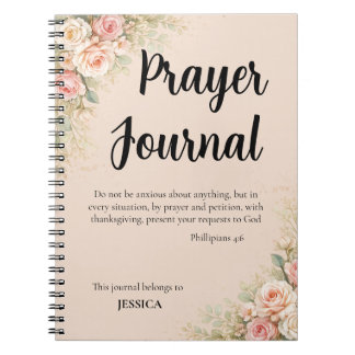 Caderno Espiral Diário de Oração – Filipenses 4:6 Floral Cristão