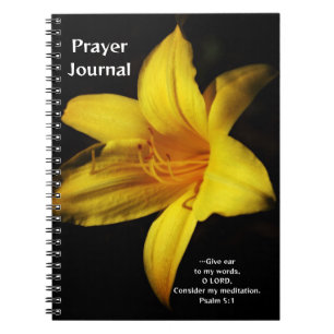 Caderno Espiral Diário de Oração Flor de Lírio Amarelo