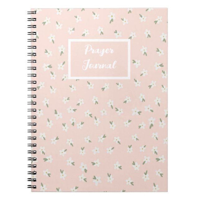 Caderno Espiral Diário de oração floral rosa (Frente)