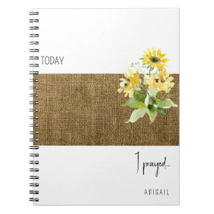 Caderno Espiral Diário de Oração Personalizada de Girassol Russo
