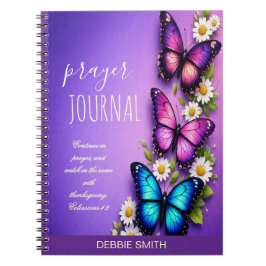 Caderno Espiral Diário de Oração Personalizado Flor de Borboleta