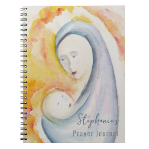 Caderno Espiral Diário de oração personalizado Madonna e arte infa