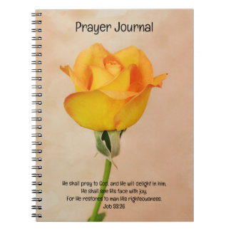 Caderno Espiral Diário de oração Rosa de laranja Ouro de fé