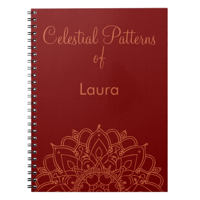 Caderno Espiral Diário de Padrões Celestiais Personalizados (Frente)