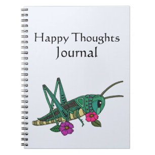 Caderno Espiral Diário de Pensamentos Felizes do Gafanhoto Motif