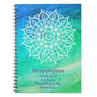 Caderno Espiral Diário de Perdão Ho'oponopono | Azul Verde