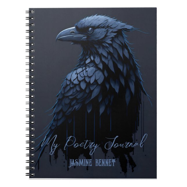 Caderno Espiral Diário de Poesia de Raven Personalizado (Frente)