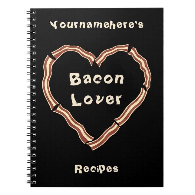 Caderno Espiral Diário de receitas de vazio de coração de bacon (Frente)