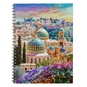 Caderno Espiral Diário de Tintas da Cidade Antiga de Jerusalém