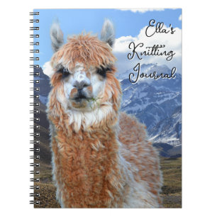 Caderno Espiral Diário de Tricô Personalizado Montanhas Llama