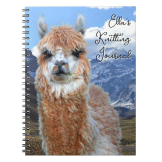 Caderno Espiral Diário de Tricô Personalizado Montanhas Llama