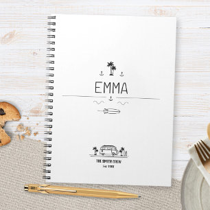 Caderno Espiral Diário de Viagem da Tripulação de Surfista da Vida