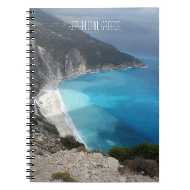 Caderno Espiral Diário de Viagem de Grécia de Myrtos Bay Beach Kef (Frente)