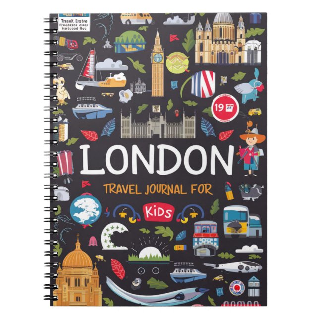 Caderno Espiral Diário de Viagem de Londres para Crianças (Frente)