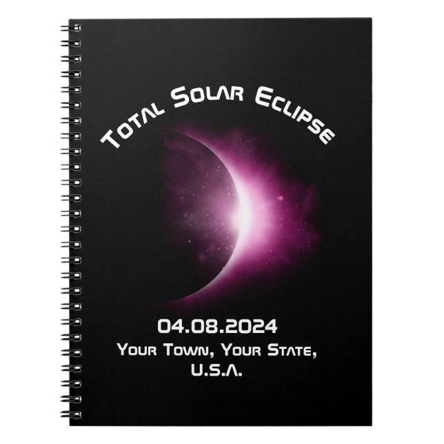 Caderno Espiral Diário de Viagem do ECLIPSE SOLAR TOTAL Personaliz (Frente)