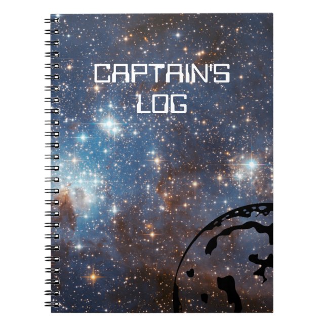 Caderno Espiral Diário de viagem do espaço de registro do capitão (Frente)