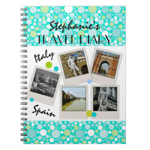 Caderno Espiral Diário de Viagem personalizado e fotografias com b