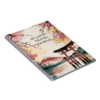 Caderno Espiral Diário de Viagem Personalizado pelo Japão Fuji
