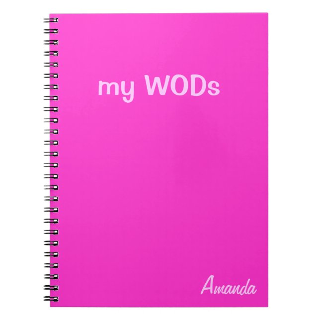 Caderno Espiral Diário de WOD - rosa quente (Frente)