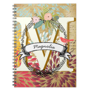 Caderno Espiral Diário diário com Monograma
