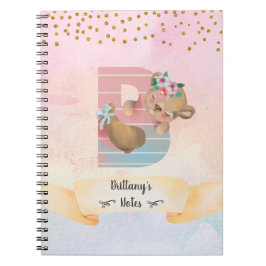 Caderno Espiral Diário Diário de Bebê Menina Urso Fofo com Letra M