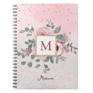 Caderno Espiral Diário Diário Diário da Garota Glitter Rosa