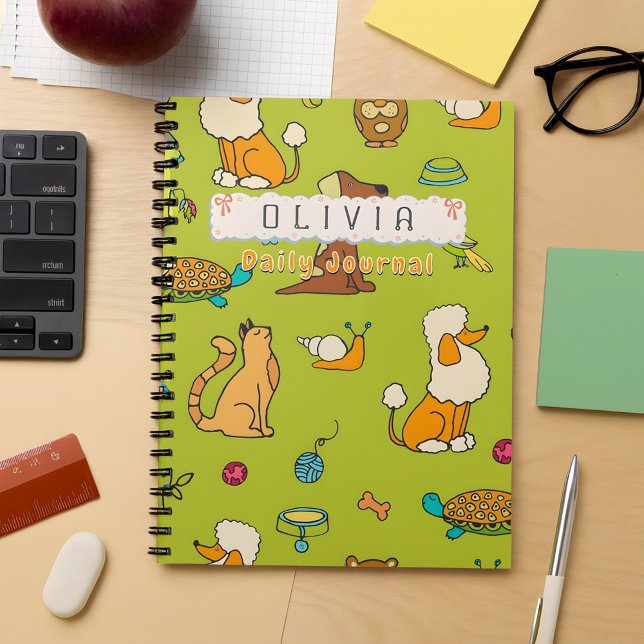 Caderno Espiral Diário Diário Personalizado com Nome Animais de De (Criador carregado)
