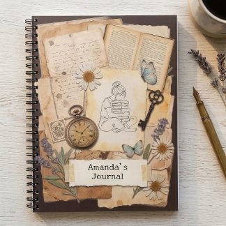 Caderno Espiral Diário do Amante de Livros Antigos - Arte Botânica