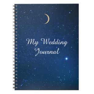 Caderno Espiral Diário do casamento da noite estrelado