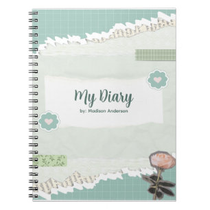 Caderno Espiral Diário do Livro Verde e Branco