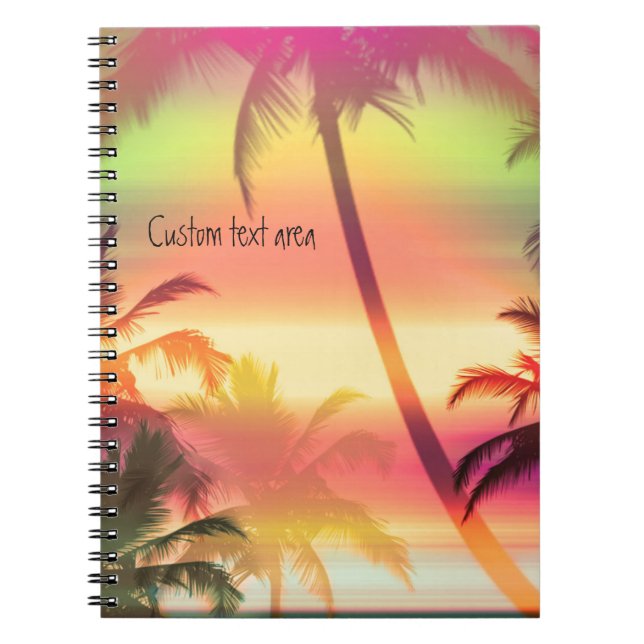 Caderno Espiral Diário do notebook Palm Trees Tropical Heat Pink (Frente)