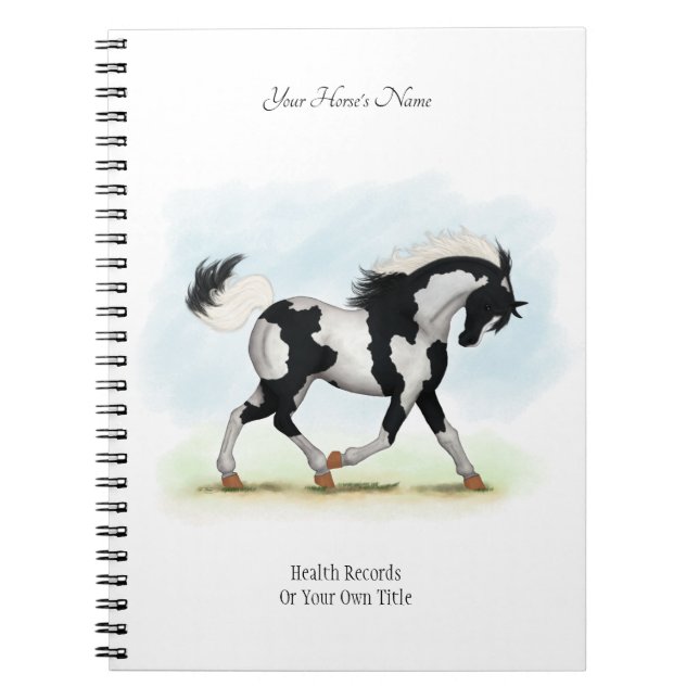 Caderno Espiral Diário do Proprietário Personalizado de Cavalo Ove (Frente)