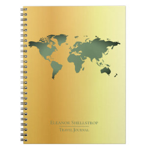 Caderno Espiral Diário do viagem do mapa do mundo no fundo do our