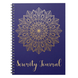 Caderno Espiral Diário Dourado da serenidade da mandala com