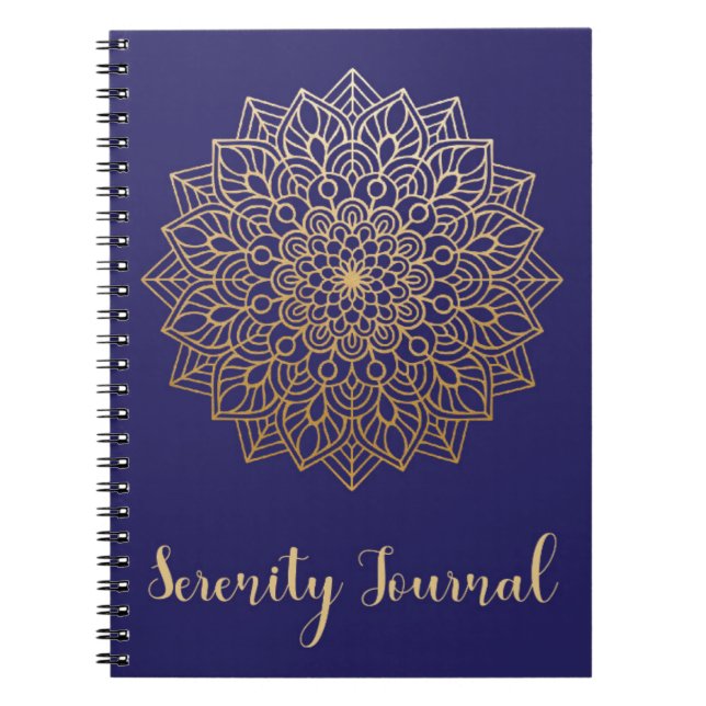Caderno Espiral Diário Dourado da serenidade da mandala com (Frente)