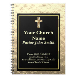 Caderno Espiral Diário Dourado E Preto Do Pastor Da Igreja