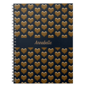 Caderno Espiral Diário Elegante de Dourados Corações Brutos