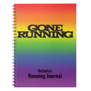 Caderno Espiral Diário em segundo plano do Arco-Íris Personalizado