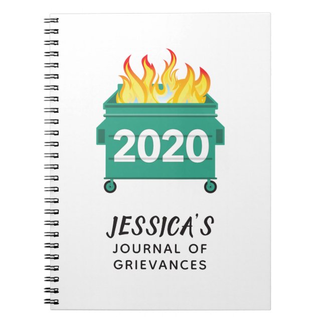 Caderno Espiral Diário engraçado personalizado do Dumpster Fire 20 (Frente)