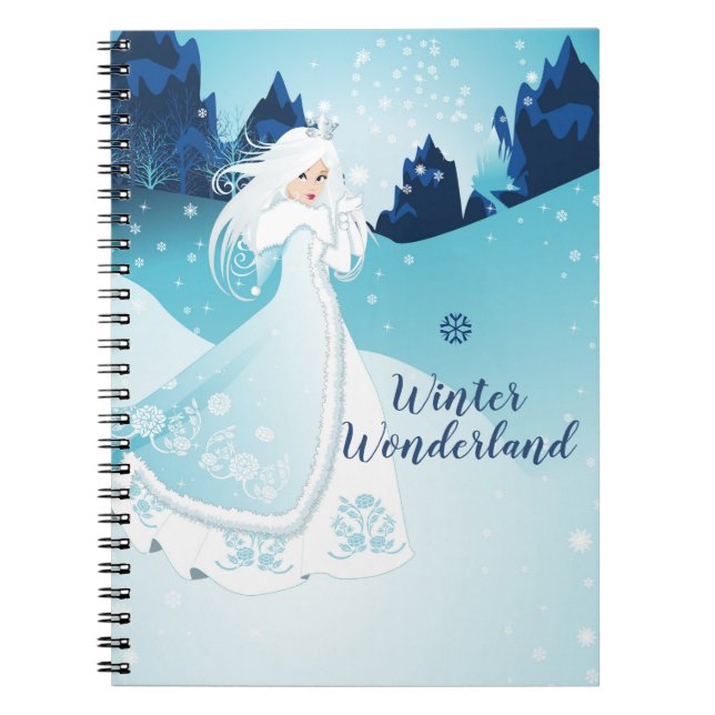 Caderno Espiral Diário espiral da Rainha da Neve Winter Wonderland (Frente)