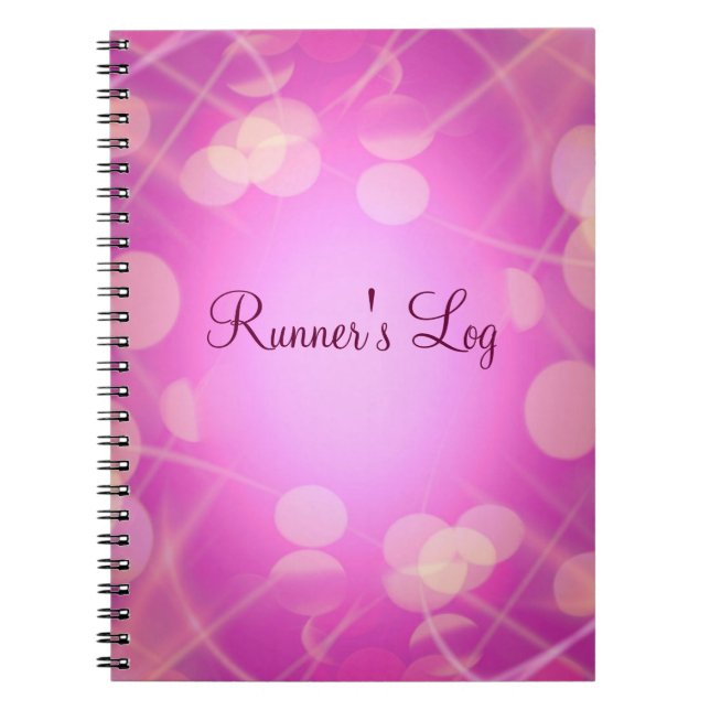 Caderno Espiral Diário espiral Running Sparkly do rosa do registro (Frente)