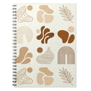Caderno Espiral Diário Estético Abstrato Boho