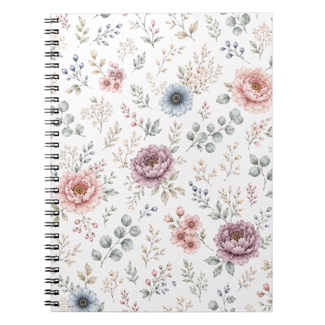 CADERNO ESPIRAL DIÁRIO FLORAL (Frente)