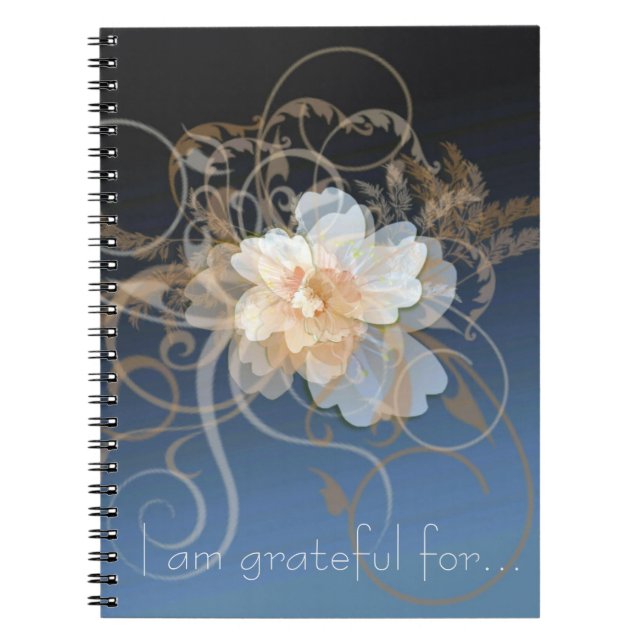 Caderno Espiral Diário floral azul da gratitude (Frente)
